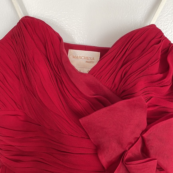 Marchesa Notte Silk Chiffon gown - wine red - Picture 6 of 11